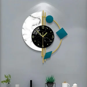 Silent Decorations Creative Semicircle Marble Quartz Wall Clock