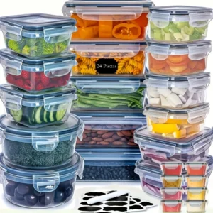 48pcs Leakproof Food Storage Containers Set, Easy-Snap Lids