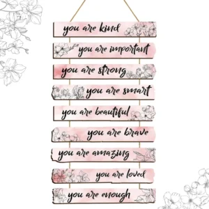 1Set Inspirational Floral Wall Decor You Are Amazing Beautiful Love Quotes Wooden Art Wall Sign Positive Home Decors for Bedroom