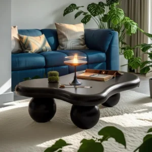 Cloud Coffee Table Oval Coffee Tables Mid Century Modern Irregular Cute Wooden Industrial Center Table with Sturdy, Customized